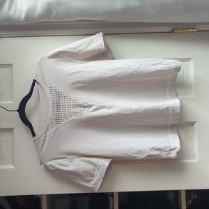 Lululemon | stretchy white shirt with laser cut detailing